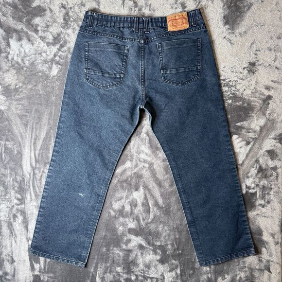 Vintage Y2K Switch Premium Denim Wide Leg Straight Fit Size 38x32 Dark Wash - Picture 7 of 7